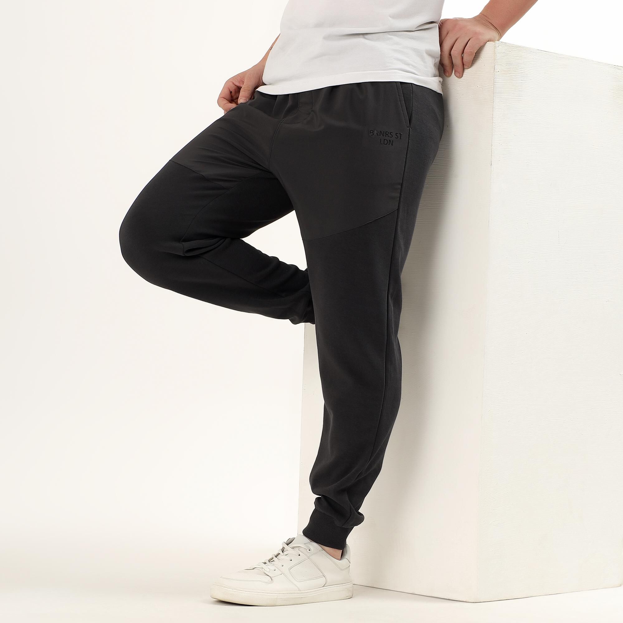 Brink Men's Jet Black Regular Fit Jogger Track Pants | Vishal Mega