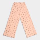 Girls' Soft Peach Bow Print Elastic Waist Pyjama, पीच, small image number null