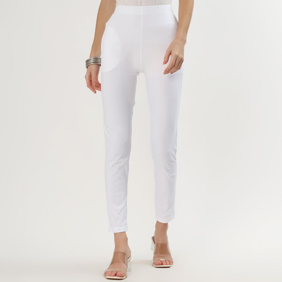 Women's Cotton Blend Comfortable Churidar, White, large