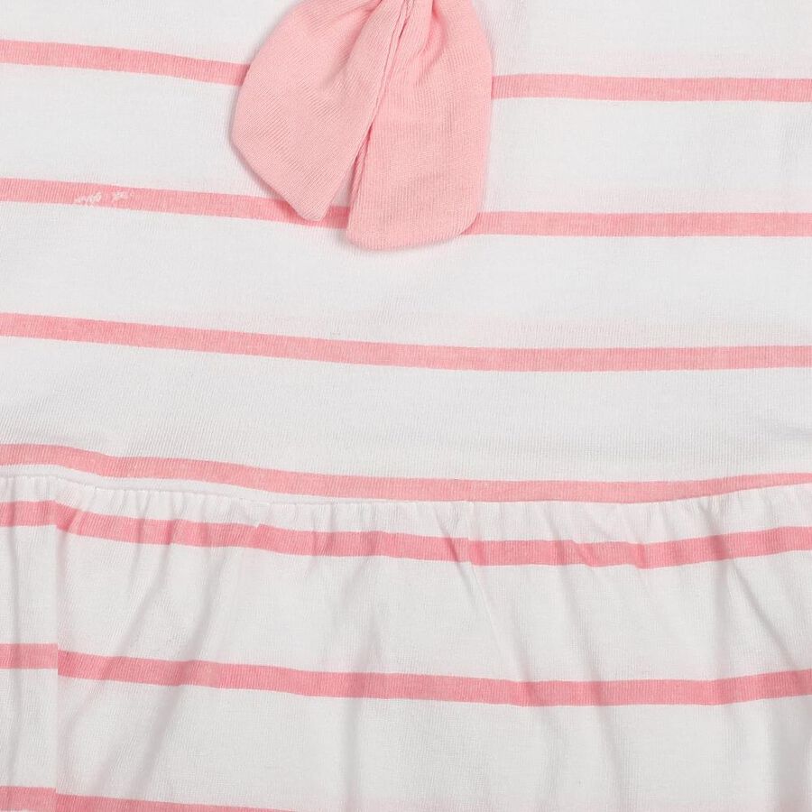 Infants' Pink Striped Fit and Flare Frock, गुलाबी, large