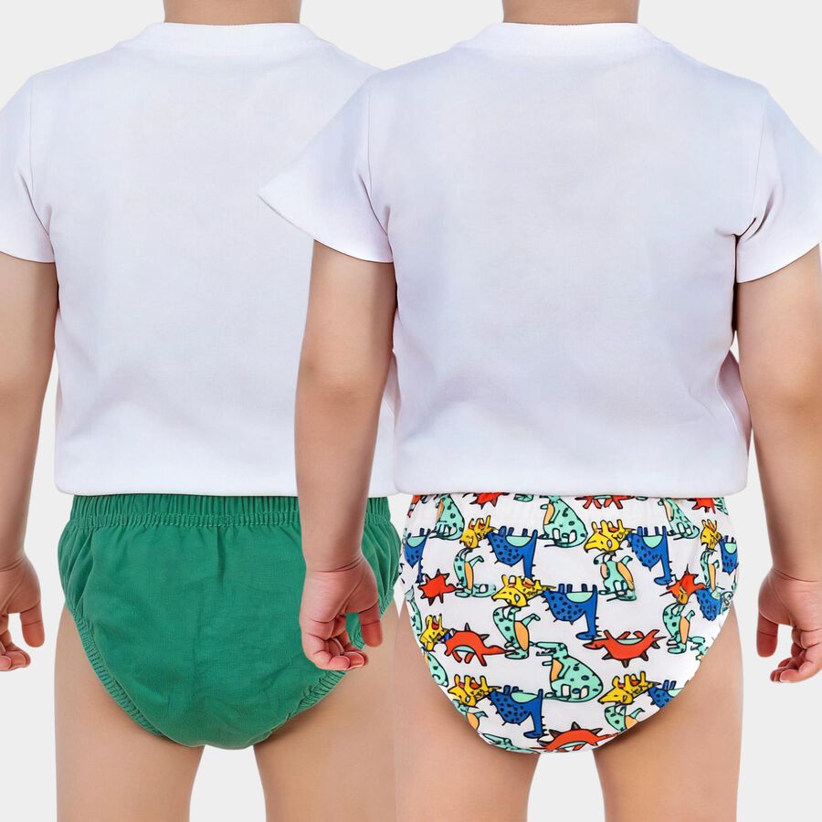 Boys Green Regular Fit Printed Briefs, हल्का हरा, large