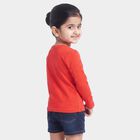 Girls Red Round Neck Regular Top, Red, small