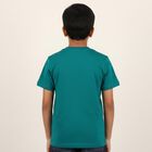 Boys Vibrant Teal Green Crew Neck Casual Graphic T-Shirt, गहरा हरा, small image number null