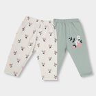 Infants' Muted Sage Green And Soft Cream Regular Fit Floral Printed Elastic Waist Pyjama, Light Green, small image number null