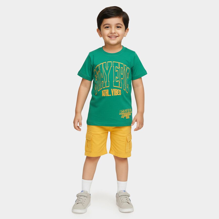 Boys' Half Sleeves T-Shirt, हल्का हरा, large