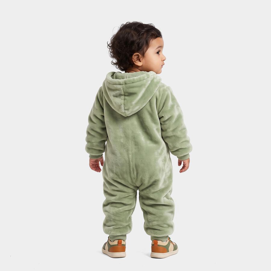 Infants' Olive Green Hooded Embroidered Baba Suit, Olive, large