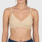 Women's Beige 100% Cotton V-Neck Bralette Bra, गहरा पीला, small