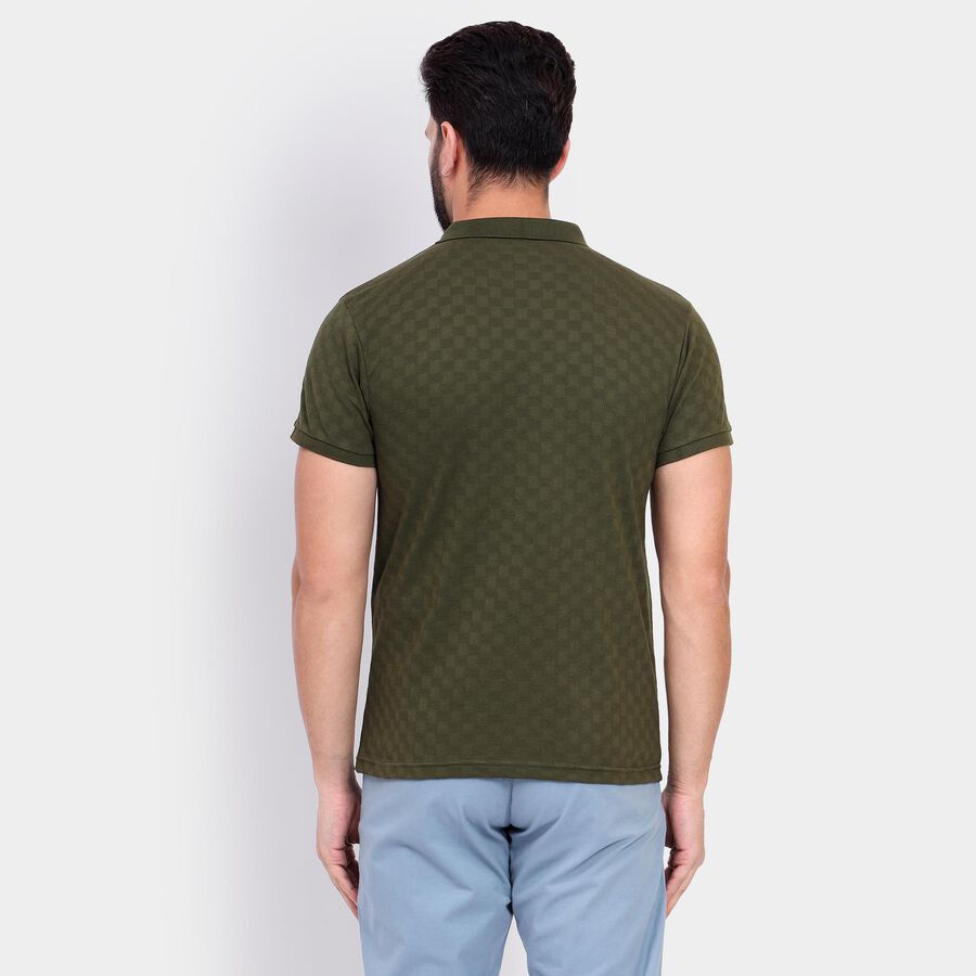 Men's Collared Half Sleeves T-Shirt , ओलिव, large