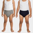 Boys' Grey and Navy Regular Fit Printed and Solid Briefs, हल्का ग्रे, small