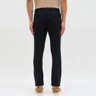 Men's Jet Black Slim Fit Flat-Front Casual Trousers, नेवी ब्लू, small image number null