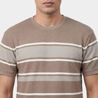 Men's Brown Round Neck Casual T-Shirt, Brown, small