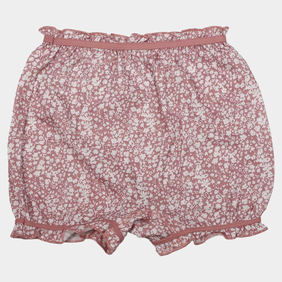 Girls Pink Regular Fit Floral Print Bloomer, Light Pink, large