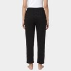 Women's Black Regular Fit Solid Lounge Pyjama, काला, small