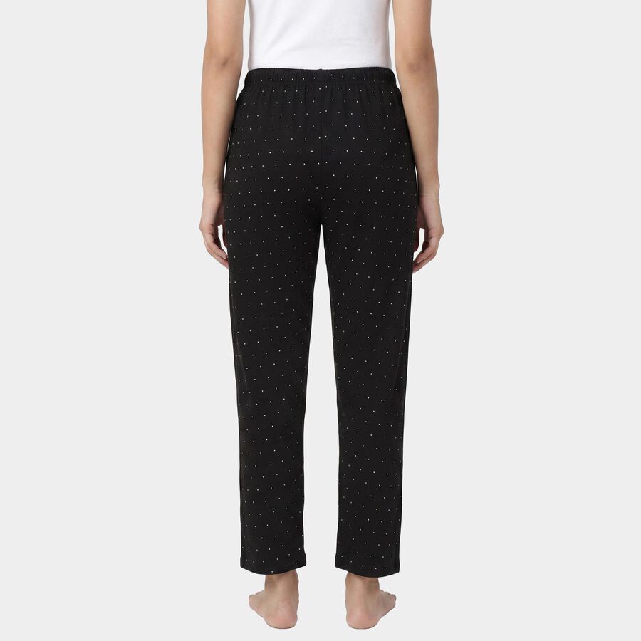 Women's Black Regular Fit Solid Lounge Pyjama, काला, large