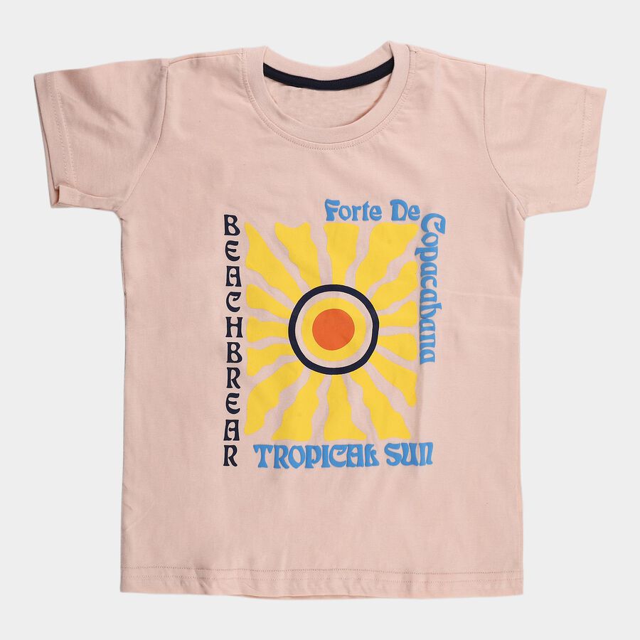 Boys' Half Sleeves T-Shirt, गहरा पीला, large