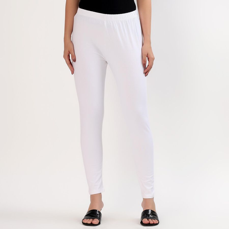 Women's Bright White Cotton Blend Comfortable Churidar, सफ़ेद, large image number null