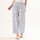 Women's White and Blue Printed Wide-Leg Palazzos, सफ़ेद, small image number null