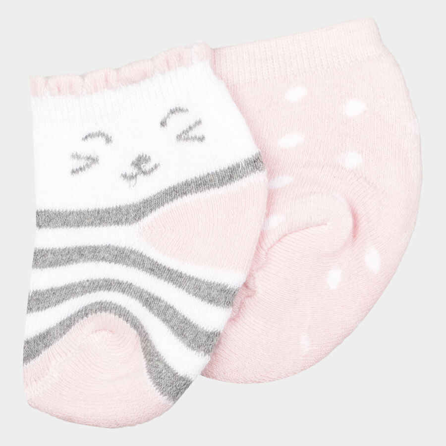 Infants Cotton Stripes Socks, Pink, large image number null