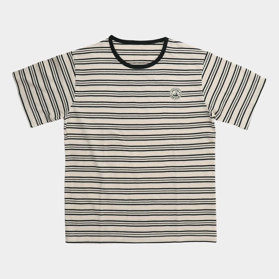 Boys' Olive Green Crew Neck Graphic Printed T-Shirt, ओलिव, large