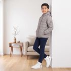 Boys Grey Hooded Puffer Jacket, Light Grey, small