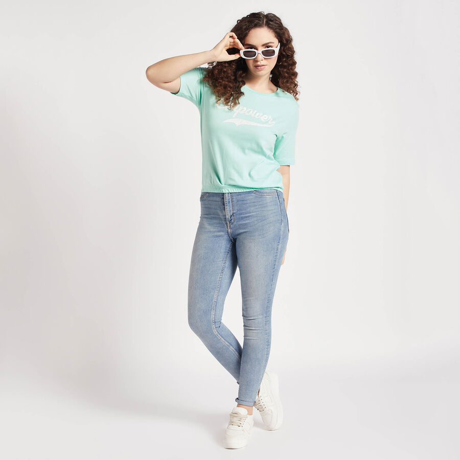 Round Neck T-Shirt, हल्का हरा, large image number null