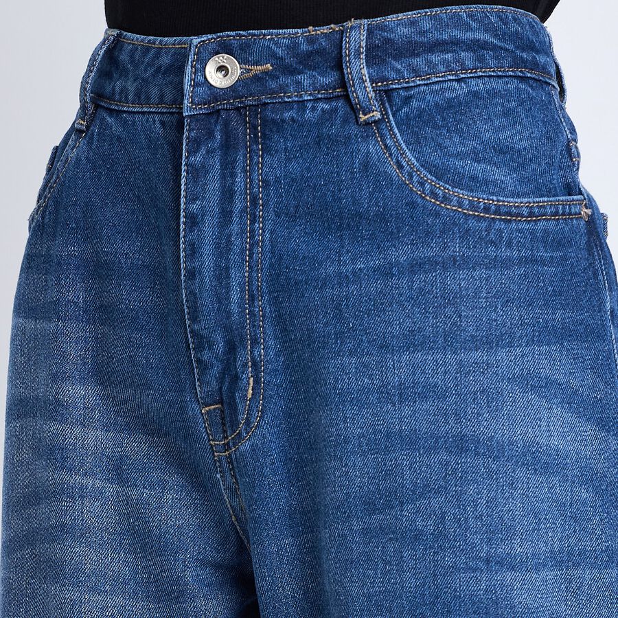 Ladies' 100% Cotton Jeans, Mid Blue, large image number null