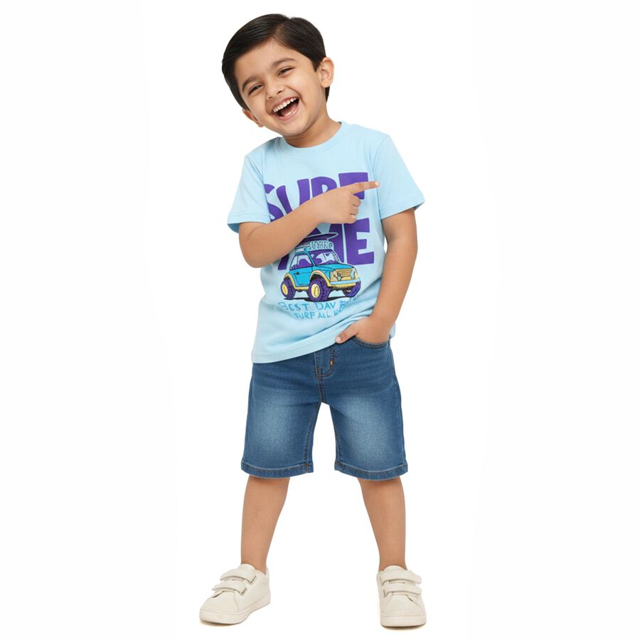 Boys' 100% Cotton Half Sleeves T-Shirt, Light Blue, large image number null
