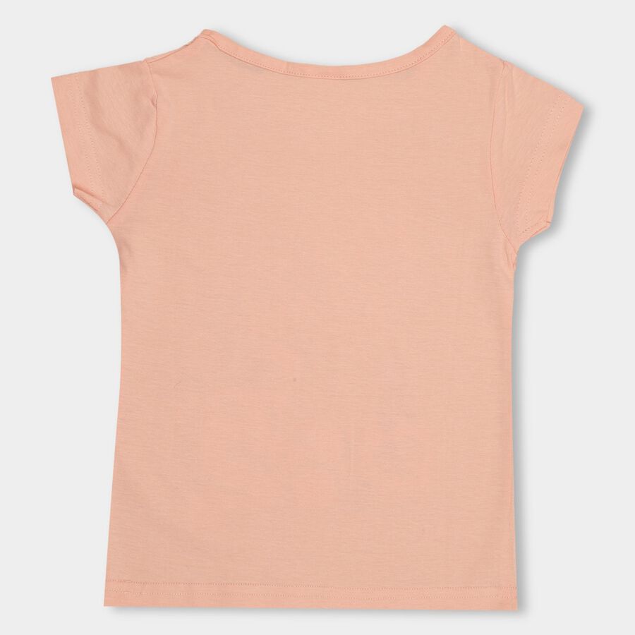 Girls' 100% Cotton T-Shirt , पीच, large image number null