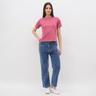 Women's Muted Pink Cotton Round Neck Casual T-Shirt, Purple, small