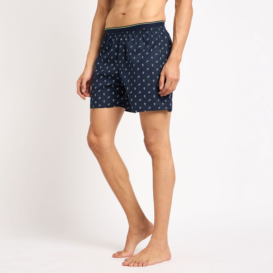 Men's 100% Cotton Boxers , नेवी ब्लू, large