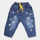 Infants Heavy Wash with Embroidery Rib Waist Regular Jeans, Mid Blue, small image number null
