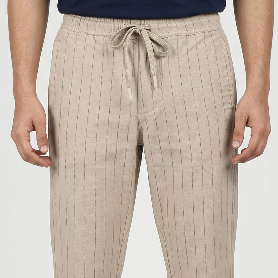Men's Grey Slim Fit Casual Trousers, हल्का ग्रे, large