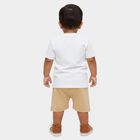Infants' Beige Cotton Round Neck Printed and Applique Baba Suit, गहरा पीला, small