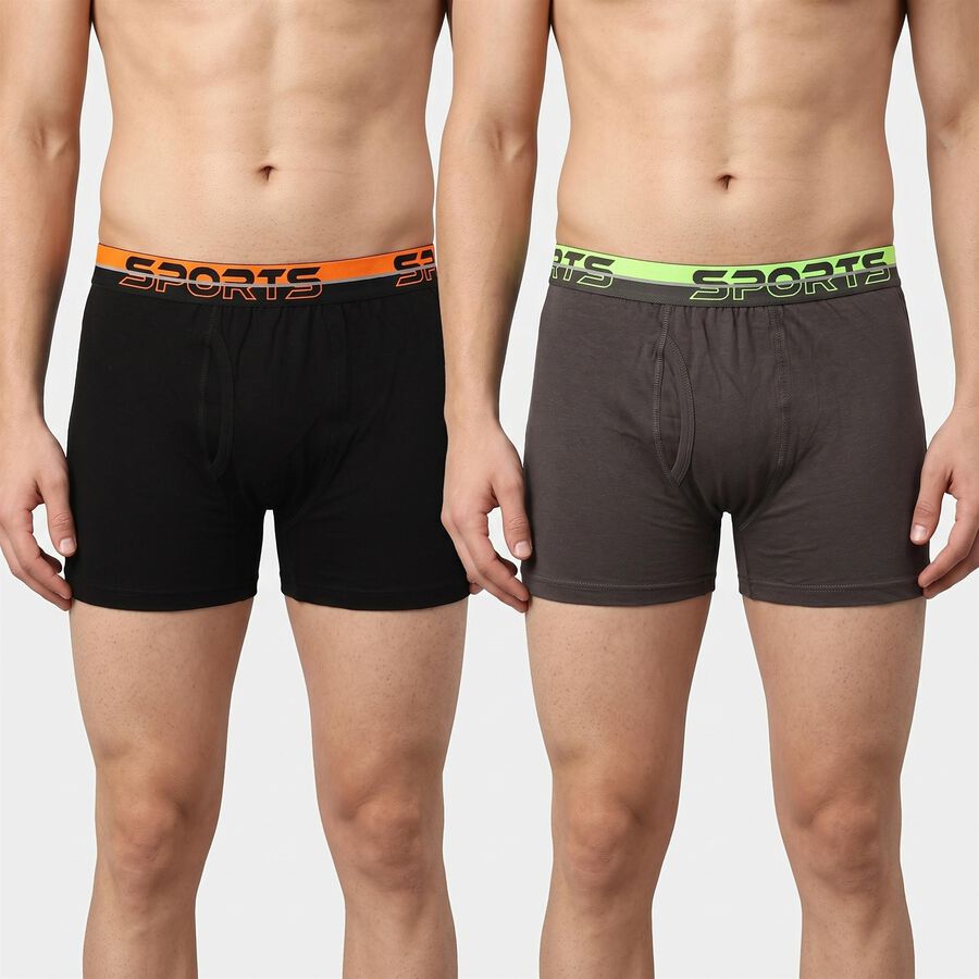 Men's Grey Regular Fit Solid Trunks, गहरा ग्रे, large