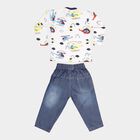 Infants Cotton Printed Baba Suit, Melange Light Grey, small image number null