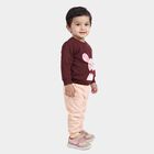 Infant's Wine and Peach Round Neck Graphic Printed Hipster Set, Wine, small