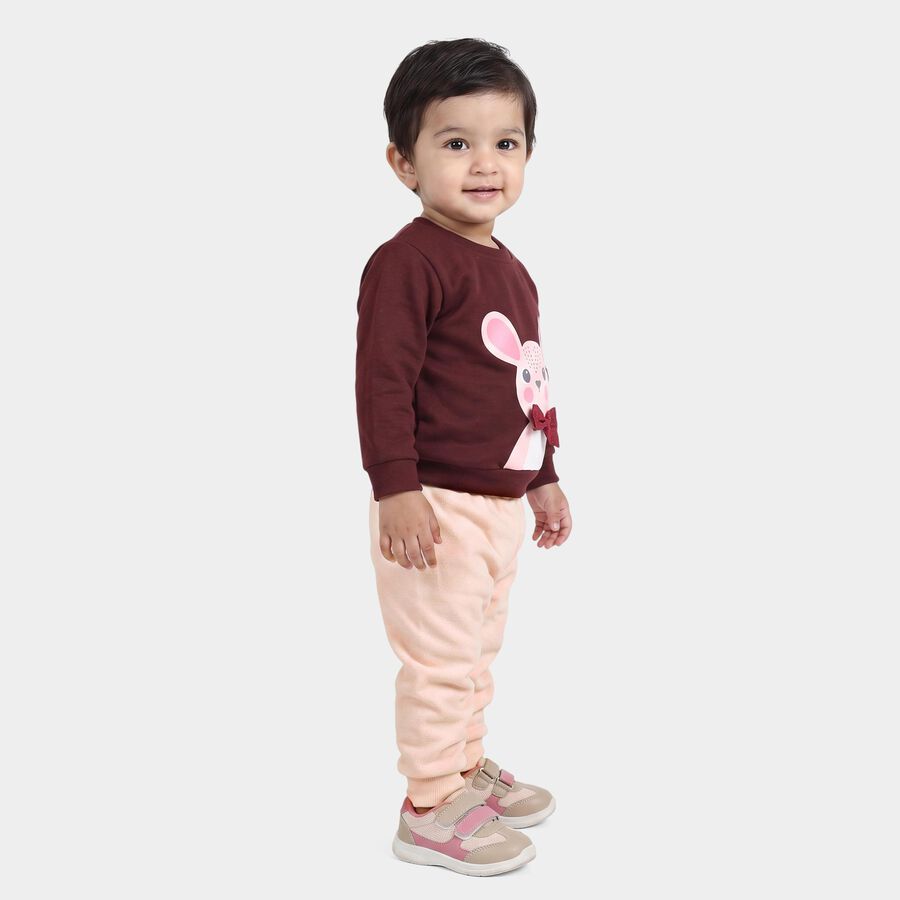 Infant's Wine and Peach Round Neck Graphic Printed Hipster Set, Wine, large