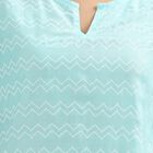 Women's Light Aqua Blue Notch Neck Printed Kurti, Aqua, small image number null