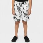 Boys' Off White Regular Fit Graphic Printed Bermuda Shorts, Off White, small