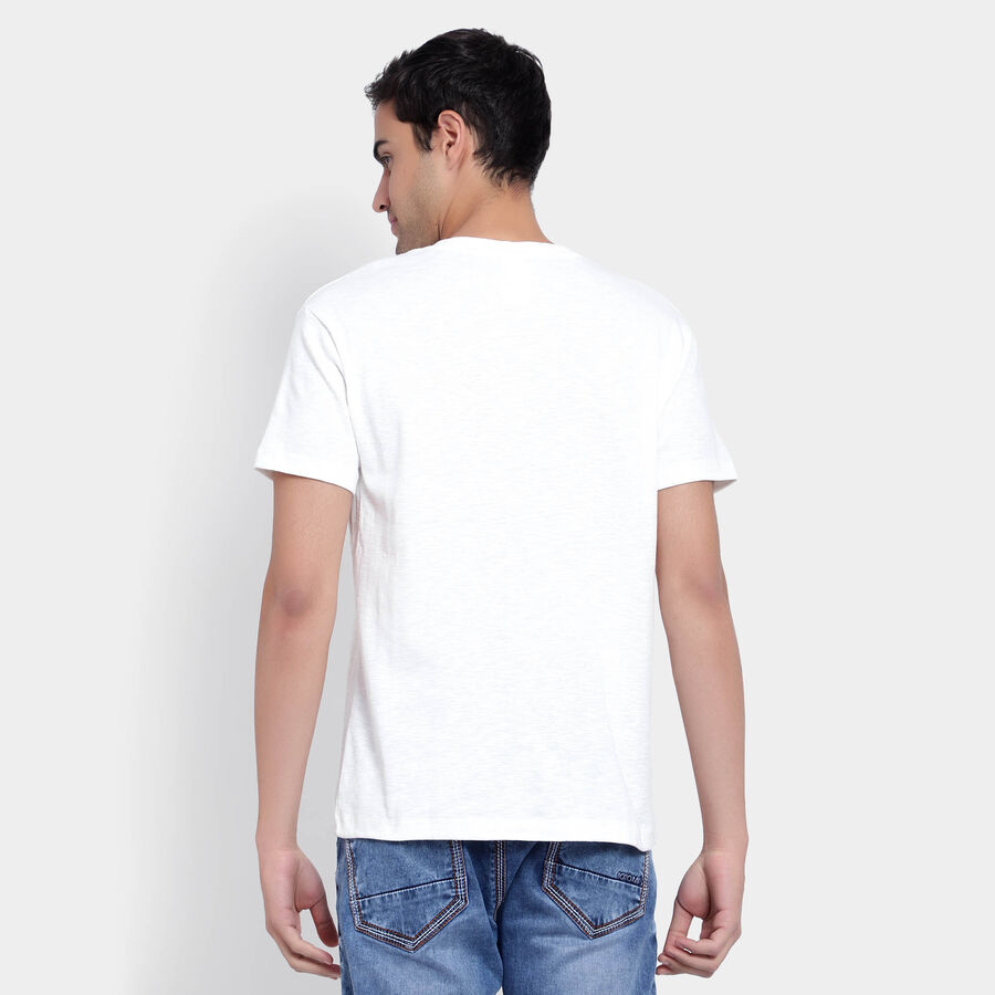 Cotton Solid Henley T-Shirt, White, large image number null