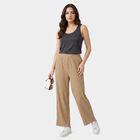 Ladies Beige Relaxed Fit Crinkle Textured Harem Pants, Beige, small