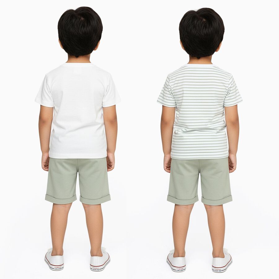 Infants' Light Green Cotton Round Neck Checkered Baba Suit, Light Green, large