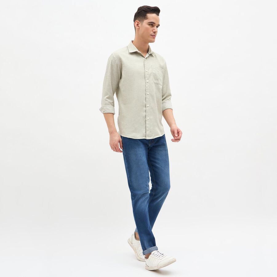 Men's Light Sage Green Textured Casual Shirt, Light Green, large image number null