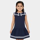 Girls' Navy Blue Sleeveless Sailor Collar Frock, Navy Blue, small