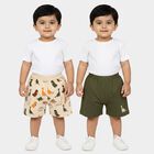 Infants' Olive Green Regular Fit Printed Half Pant, ओलिव, small