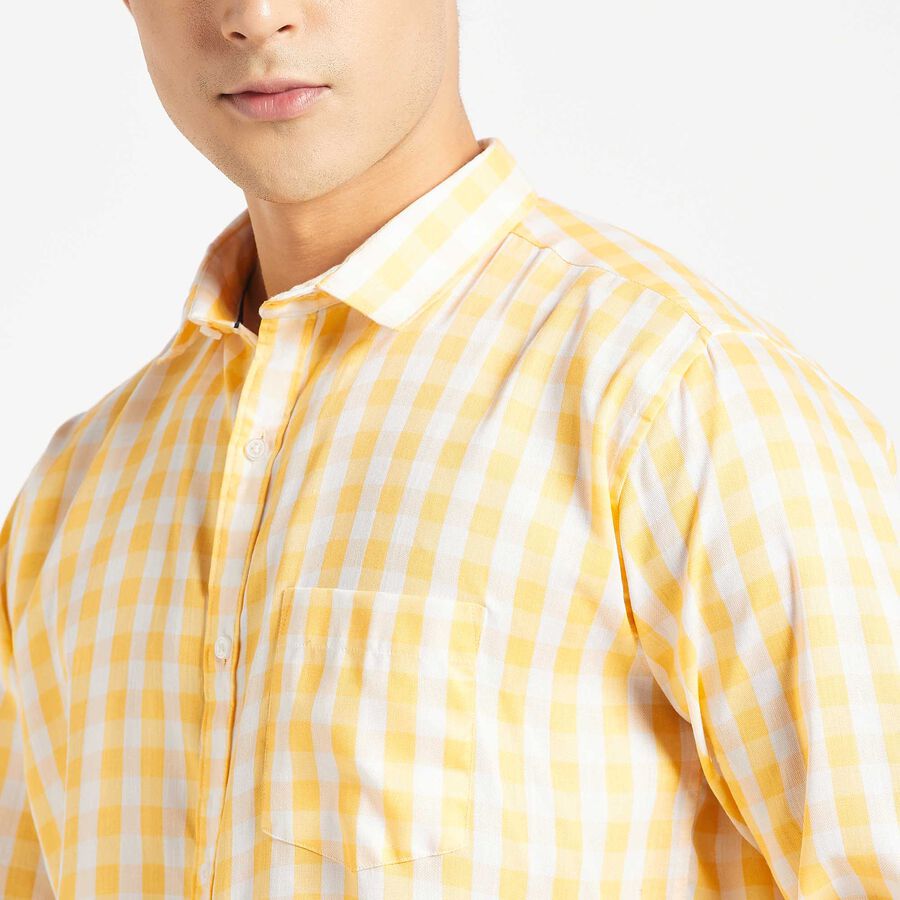 Checks Slim Fit Casual Shirt, Yellow, large image number null