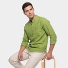 Men's Green Cotton Straight Kurta, Light Green, small