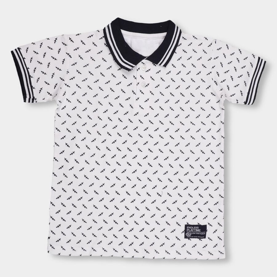 Boys' Half Sleeves T-Shirt, White, large image number null
