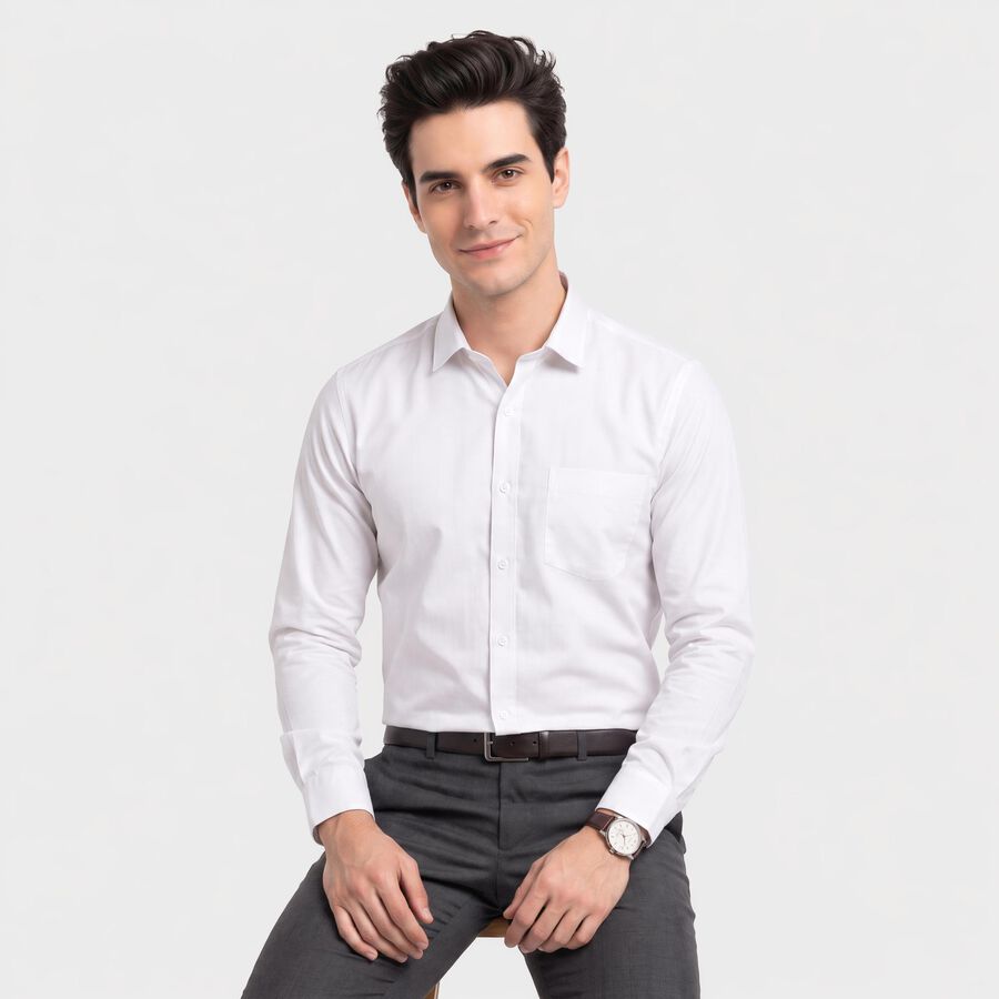 Men's White Formal Shirt, सफ़ेद, large