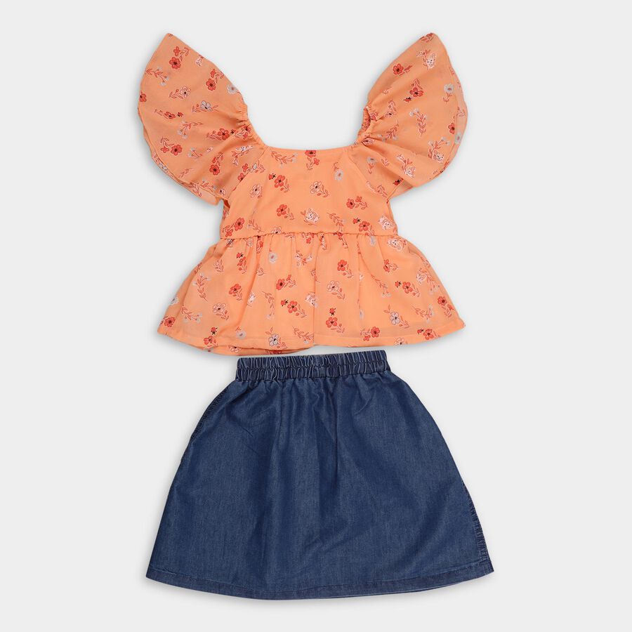 Girls' Top Skirt, Coral, large image number null